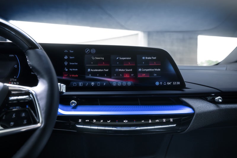 The 2026 OPTIQ-V Display Screen Displaying the V-Mode Settings | Capital Cadillac Of Atlanta in Smyrna GA