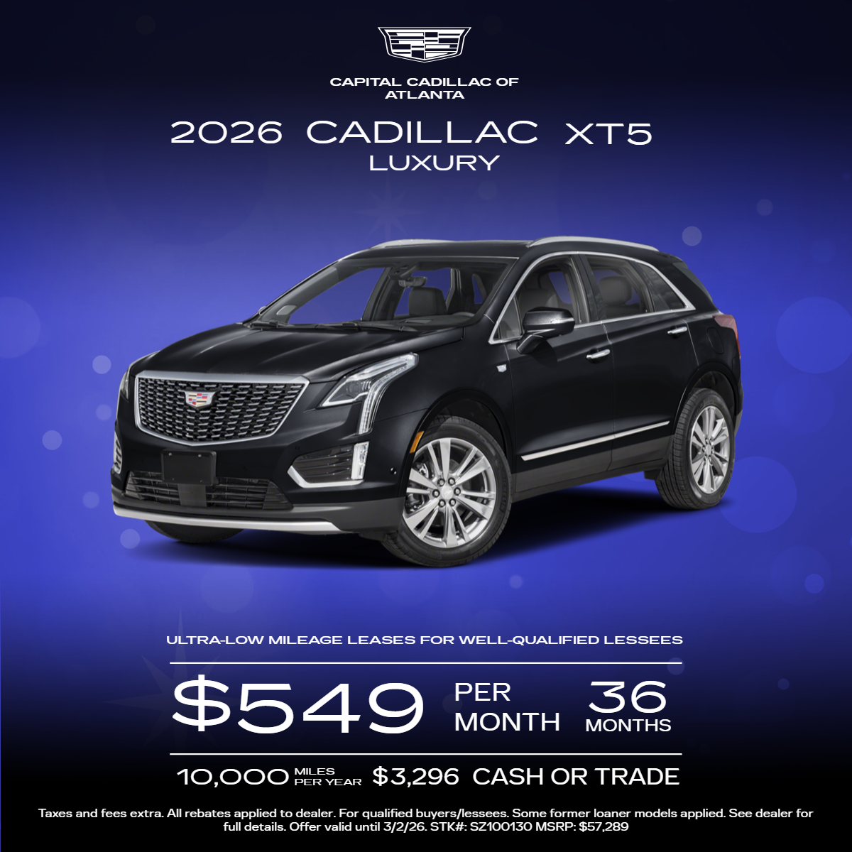 CADILLAC XT5 LEASE OFFER