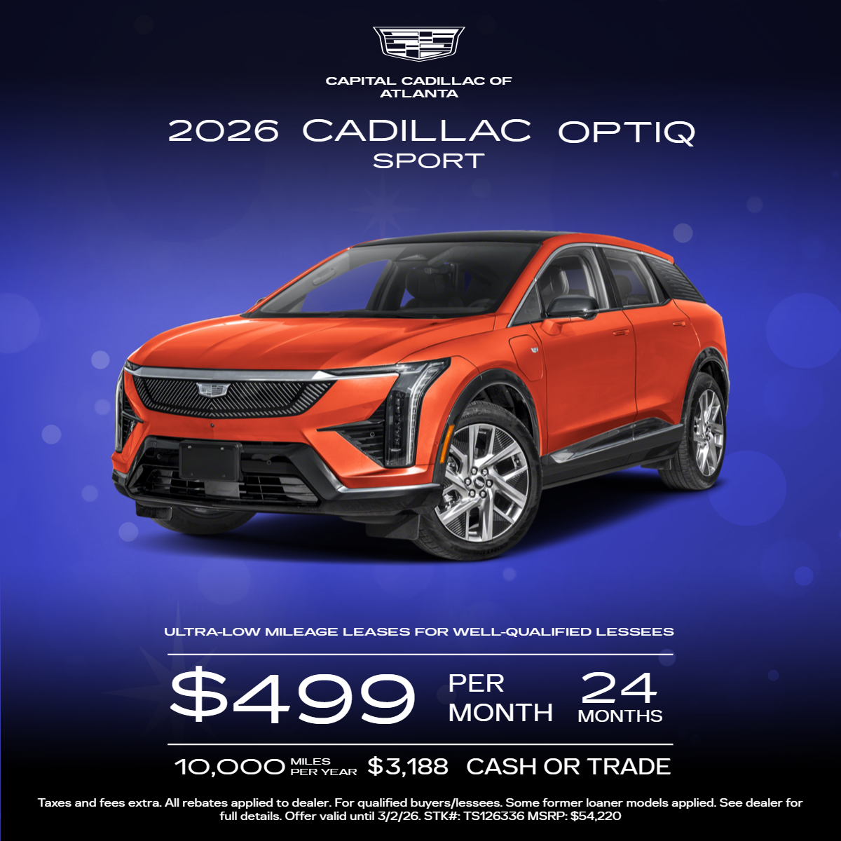 CADILLAC OPTIQ LEASE OFFER